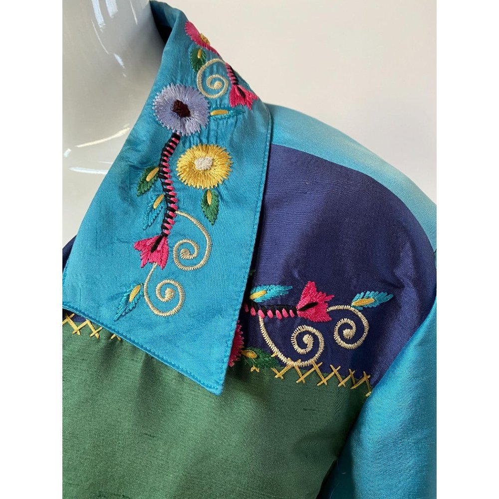 Blue Embroidered Jacket By August Max - image 2
